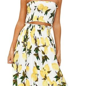 Adorable matching lemon crop and skirt